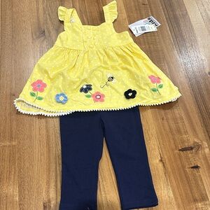 Yellow Polkadot and Navy Leggings Two Piece Set